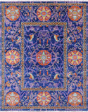 Blue William Morris Hand Knotted Wool Rug - 8' 0" X 10' 3" - Golden Nile