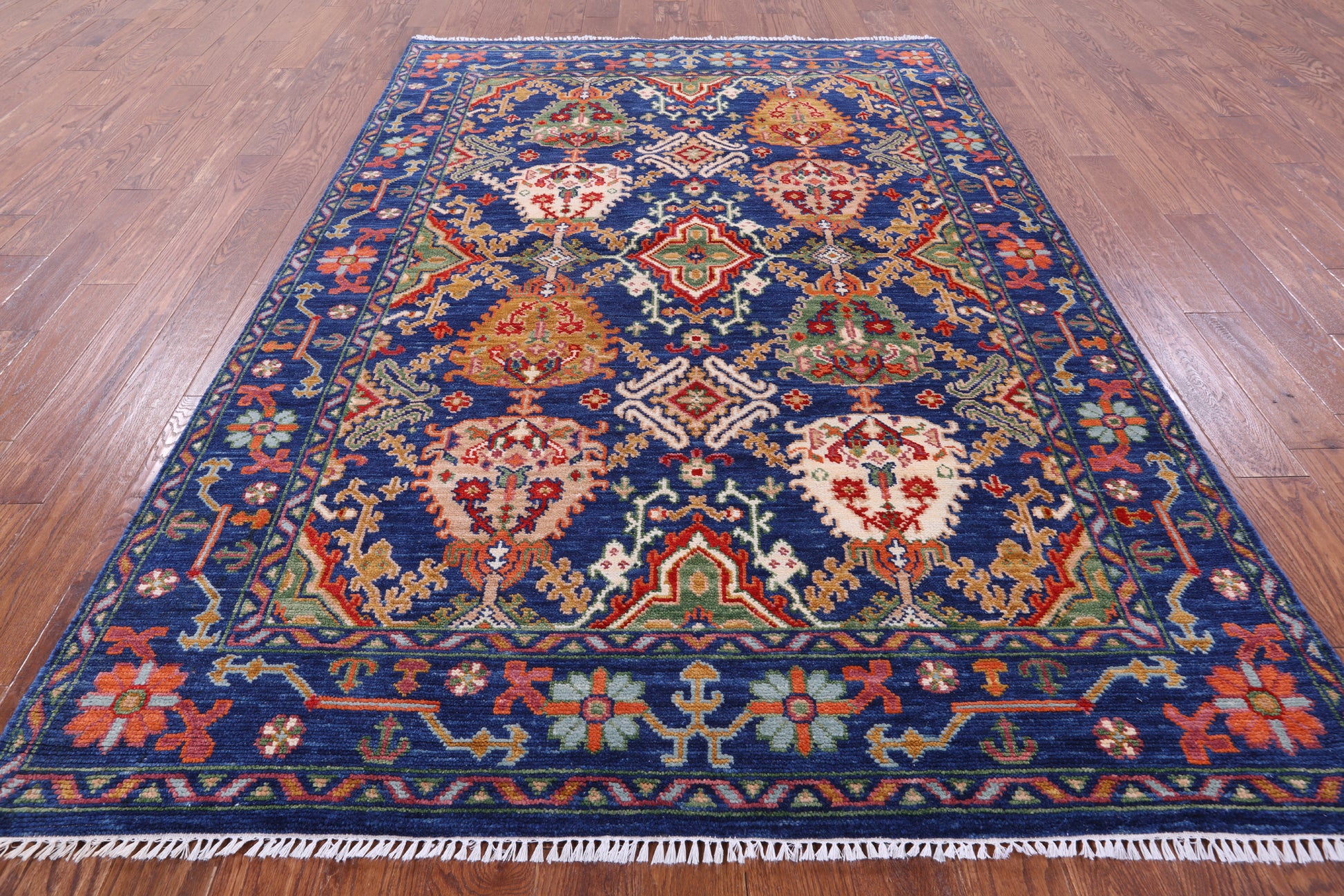 Blue Turkish Oushak Hand Knotted Wool Rug - 6' 1" X 8' 11" - Golden Nile