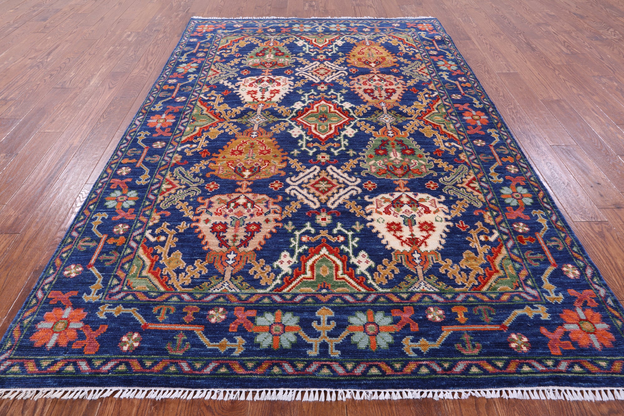 Blue Turkish Oushak Hand Knotted Wool Rug - 6' 1" X 8' 11" - Golden Nile