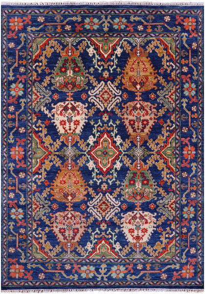 Blue Turkish Oushak Hand Knotted Wool Rug - 6' 1" X 8' 11" - Golden Nile