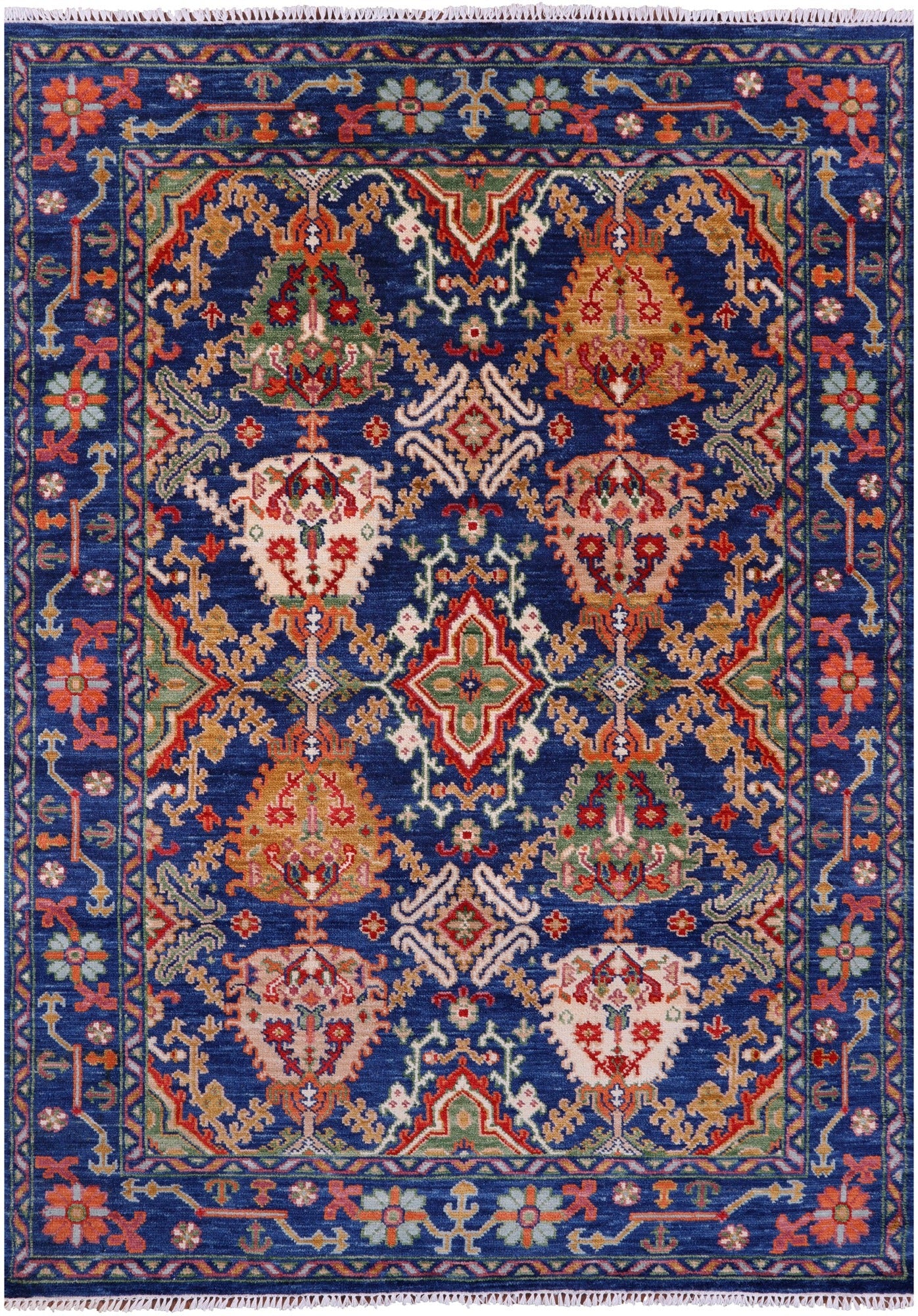 Blue Turkish Oushak Hand Knotted Wool Rug - 6' 1" X 8' 11" - Golden Nile