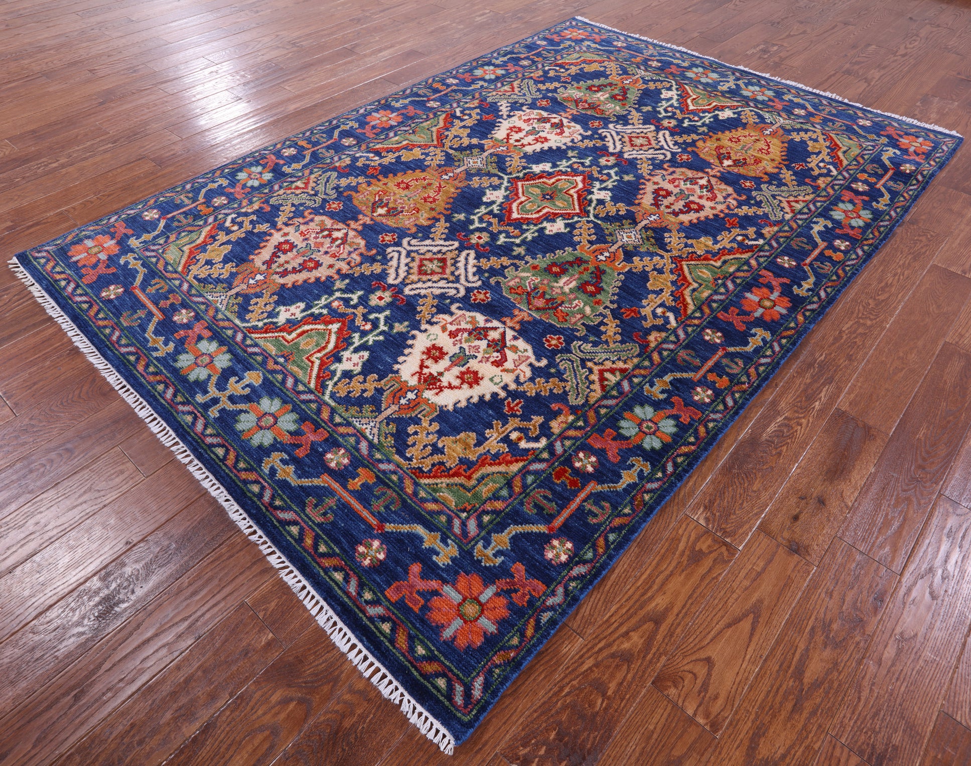 Blue Turkish Oushak Hand Knotted Wool Rug - 6' 1" X 8' 11" - Golden Nile