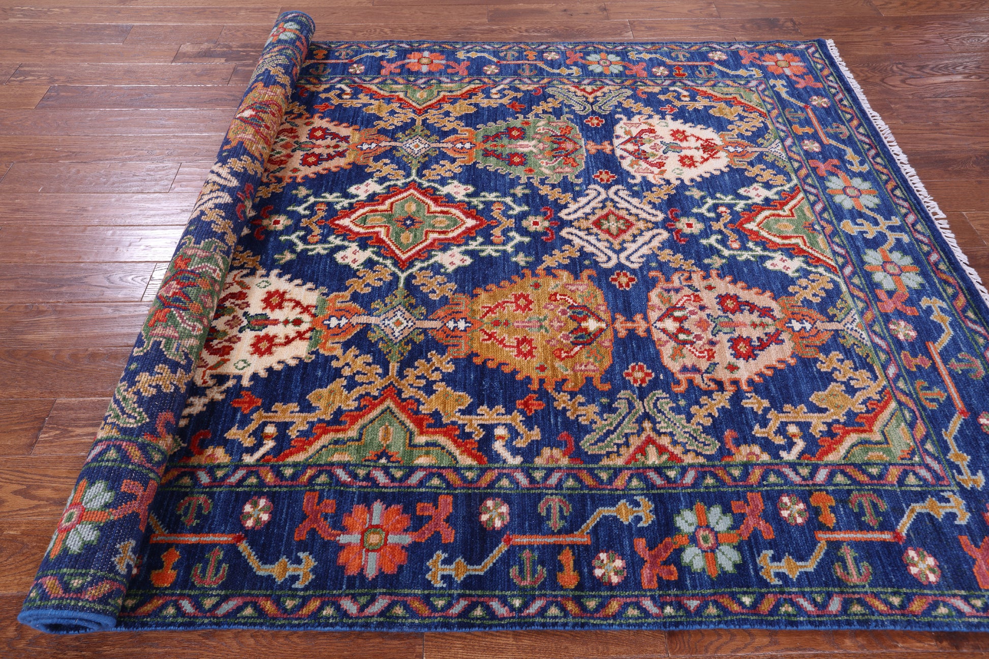 Blue Turkish Oushak Hand Knotted Wool Rug - 6' 1" X 8' 11" - Golden Nile