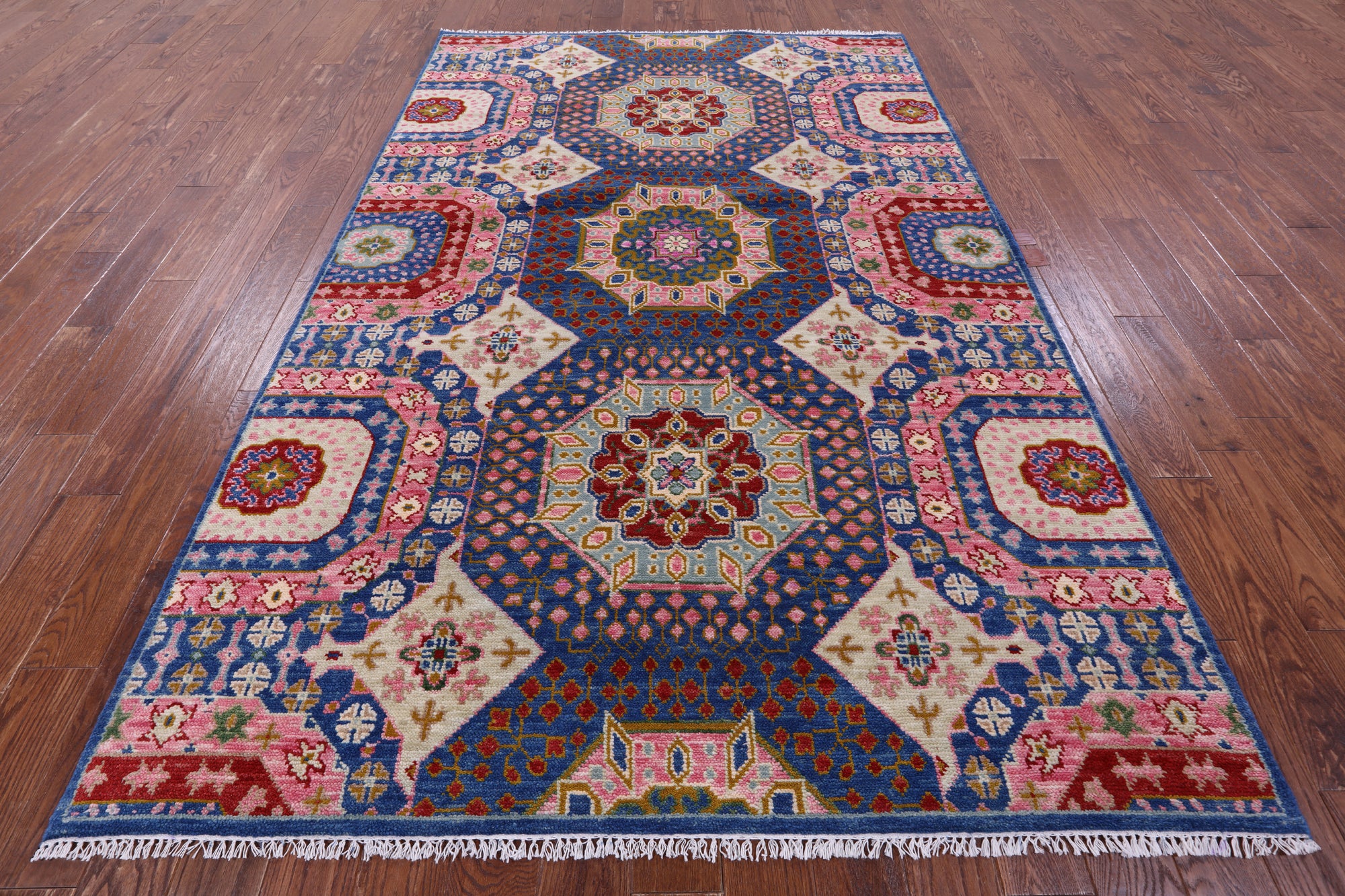 Geometric Persian Mamluk Handmade Wool Rug - 6' 0" X 9' 2" - Golden Nile