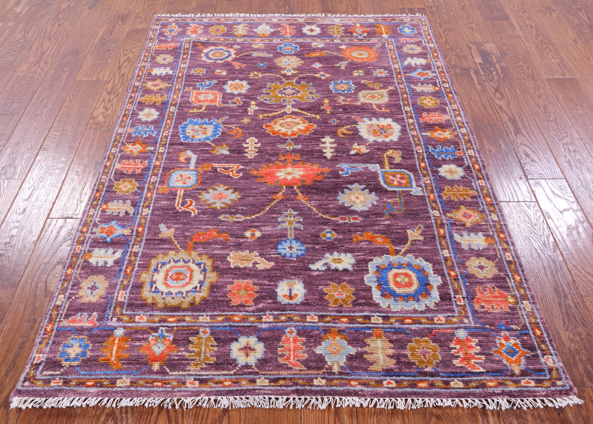 Turkish Oushak Hand Knotted Wool Rug - 4' 3" X 6' 1" - Golden Nile