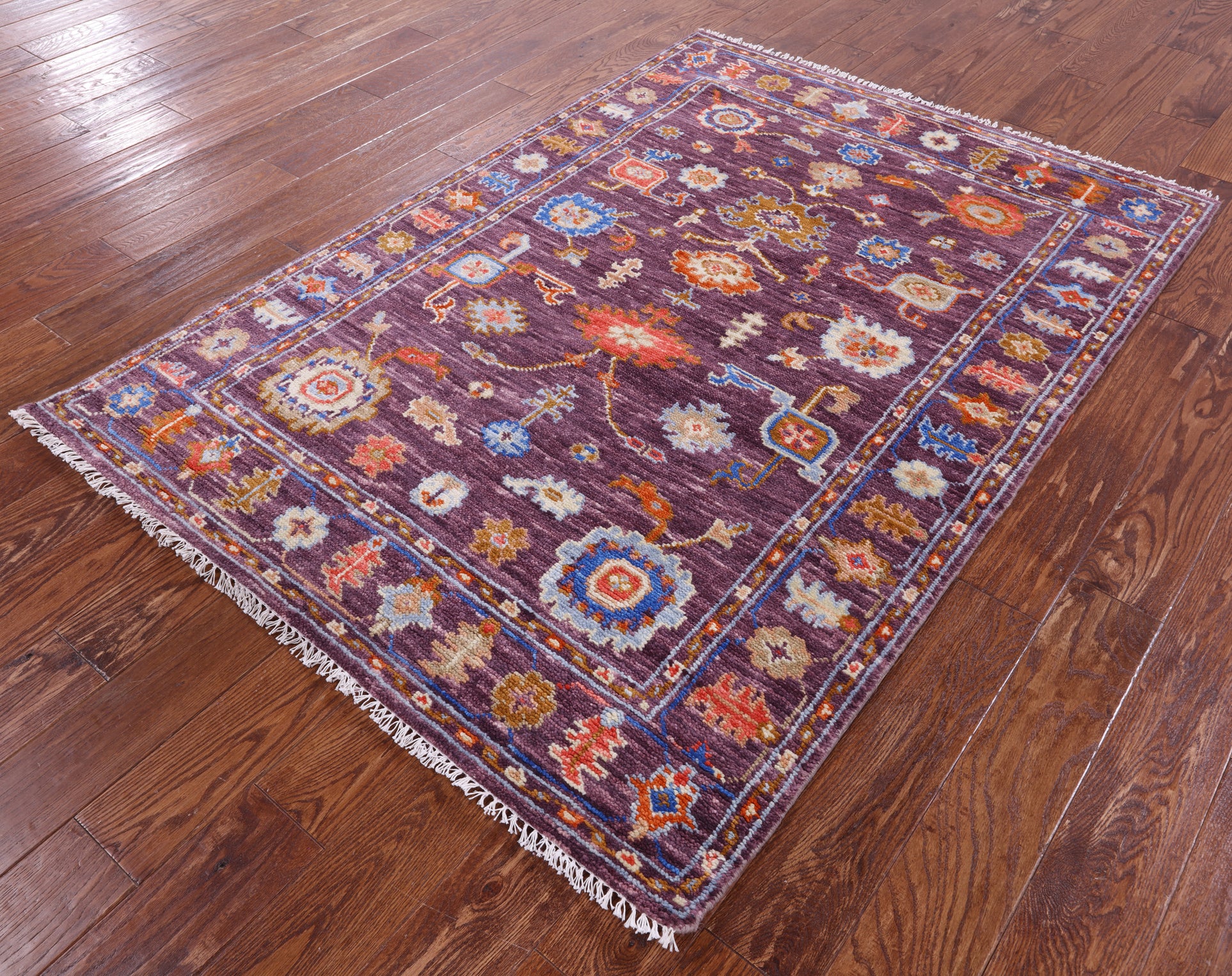 Turkish Oushak Hand Knotted Wool Rug - 4' 3" X 6' 1" - Golden Nile