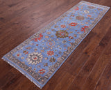 Blue Turkish Oushak Handmade Wool Runner Rug - 2' 7" X 8' 8" - Golden Nile