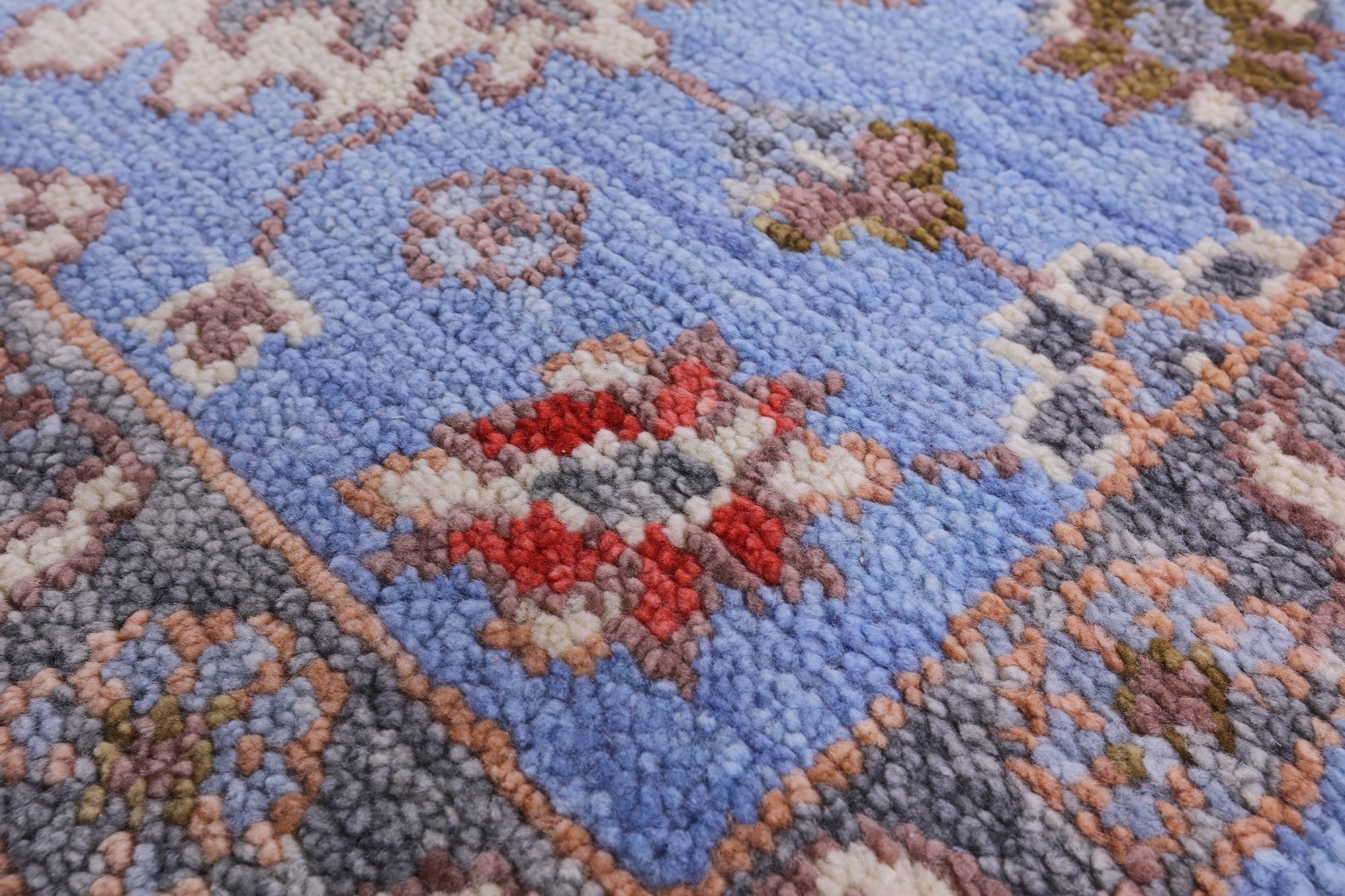 Blue Turkish Oushak Handmade Wool Runner Rug - 2' 7" X 8' 8" - Golden Nile