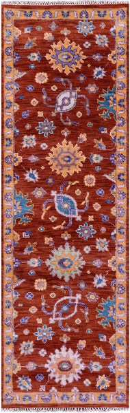 Turkish Oushak Hand Knotted Wool Runner Rug - 2' 7" X 8' 5" - Golden Nile