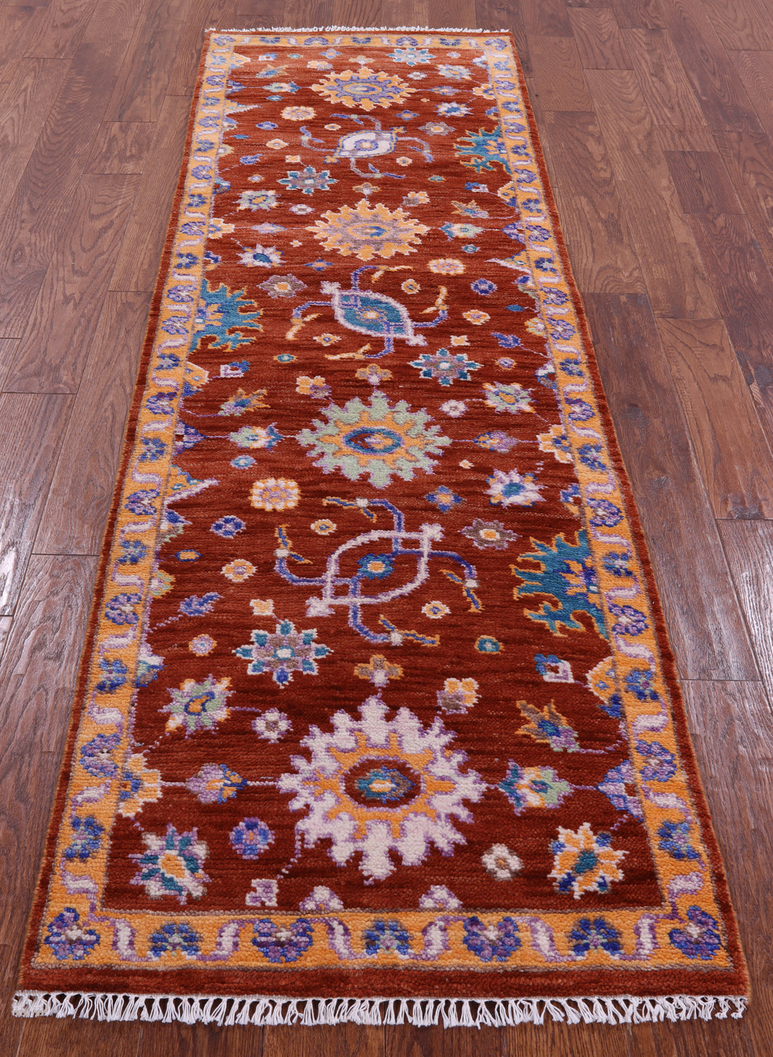 Turkish Oushak Hand Knotted Wool Runner Rug - 2' 7" X 8' 5" - Golden Nile