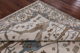 Ivory Turkish Oushak Hand Knotted Wool Area Rug - 8' 3" X 9' 11" - Golden Nile