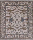 Ivory Turkish Oushak Hand Knotted Wool Area Rug - 8' 3" X 9' 11" - Golden Nile