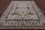 Ivory Turkish Oushak Hand Knotted Wool Area Rug - 8' 3" X 9' 11" - Golden Nile
