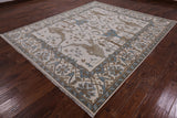 Ivory Turkish Oushak Hand Knotted Wool Area Rug - 8' 3" X 9' 11" - Golden Nile