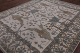 Ivory Turkish Oushak Hand Knotted Wool Area Rug - 8' 3" X 9' 11" - Golden Nile