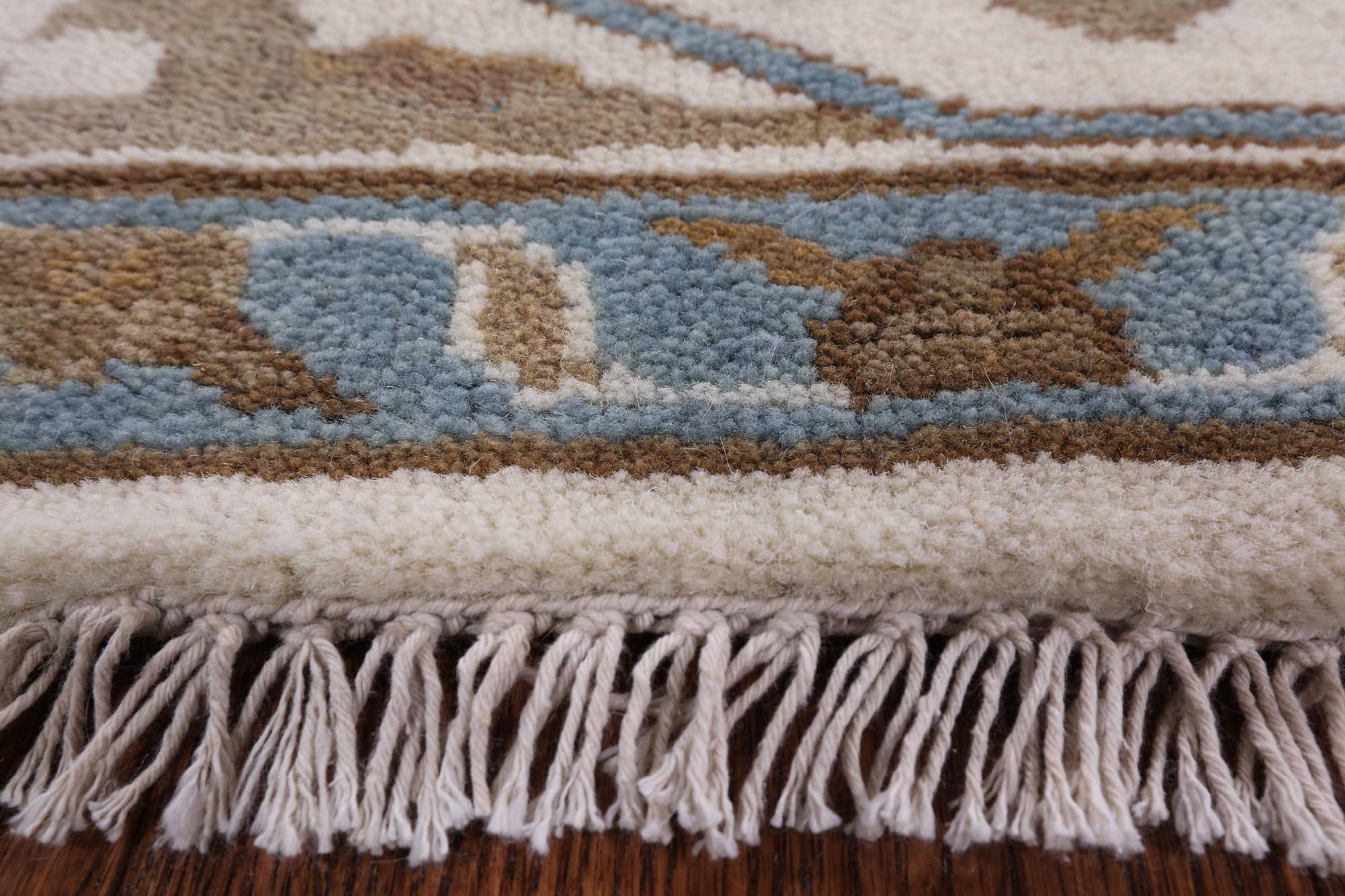 Ivory Turkish Oushak Hand Knotted Wool Area Rug - 8' 3" X 9' 11" - Golden Nile