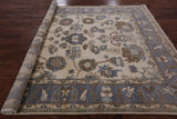 Ivory Turkish Oushak Hand Knotted Wool Area Rug - 8' 0" X 10' 0" - Golden Nile
