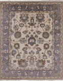 Ivory Turkish Oushak Hand Knotted Wool Area Rug - 8' 0" X 10' 0" - Golden Nile