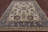Ivory Turkish Oushak Hand Knotted Wool Area Rug - 8' 0" X 10' 0" - Golden Nile
