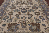 Ivory Turkish Oushak Hand Knotted Wool Area Rug - 8' 0" X 10' 0" - Golden Nile