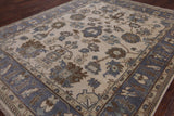 Ivory Turkish Oushak Hand Knotted Wool Area Rug - 8' 0" X 10' 0" - Golden Nile
