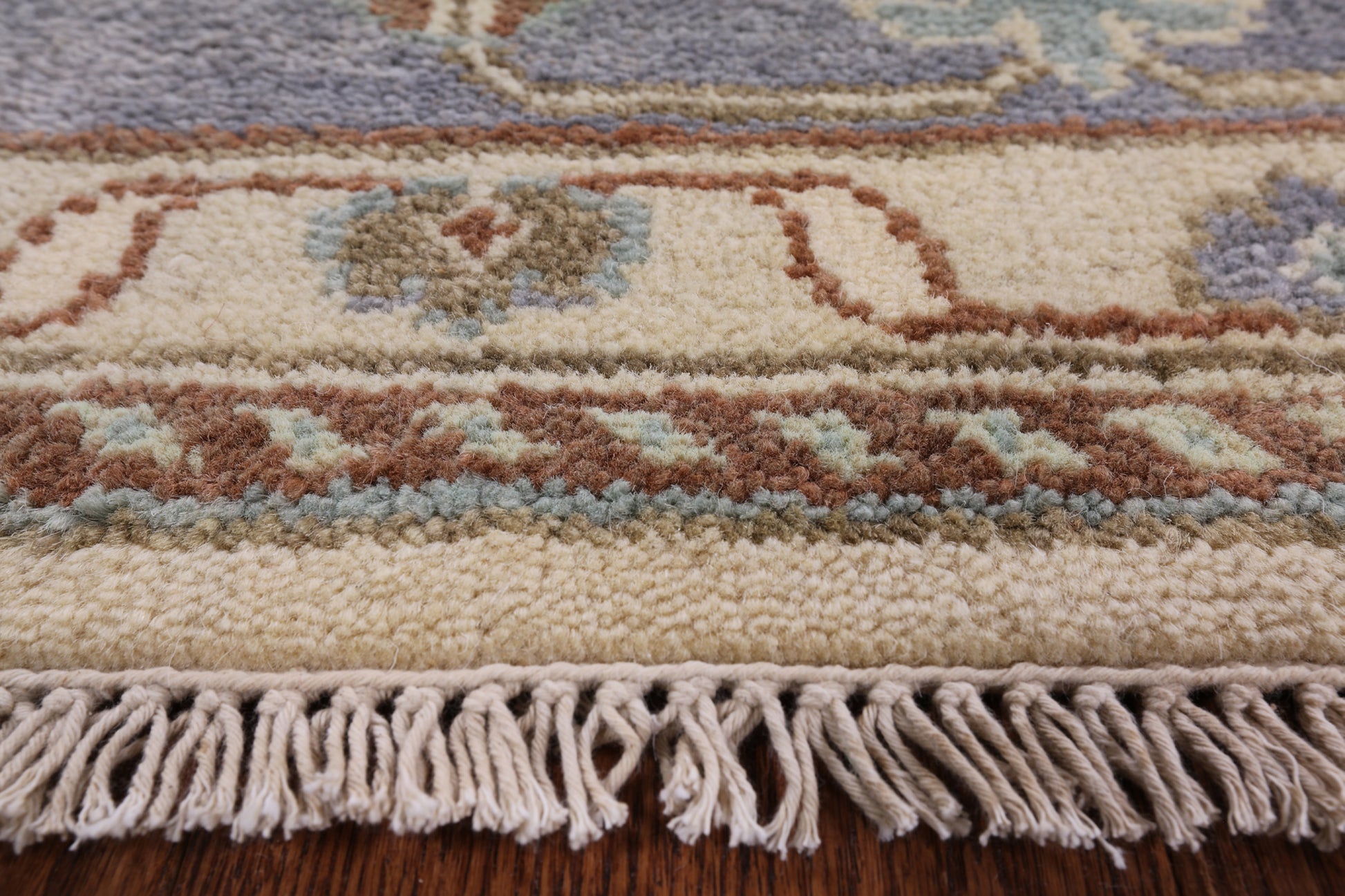 Ivory Turkish Oushak Hand Knotted Wool Area Rug - 8' 0" X 10' 0" - Golden Nile