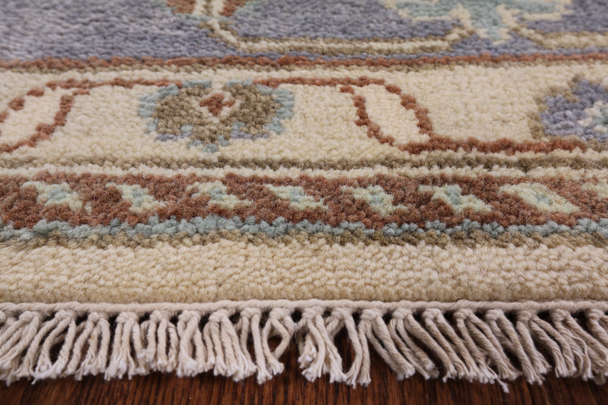 Ivory Turkish Oushak Hand Knotted Wool Area Rug - 8' 0" X 10' 0" - Golden Nile