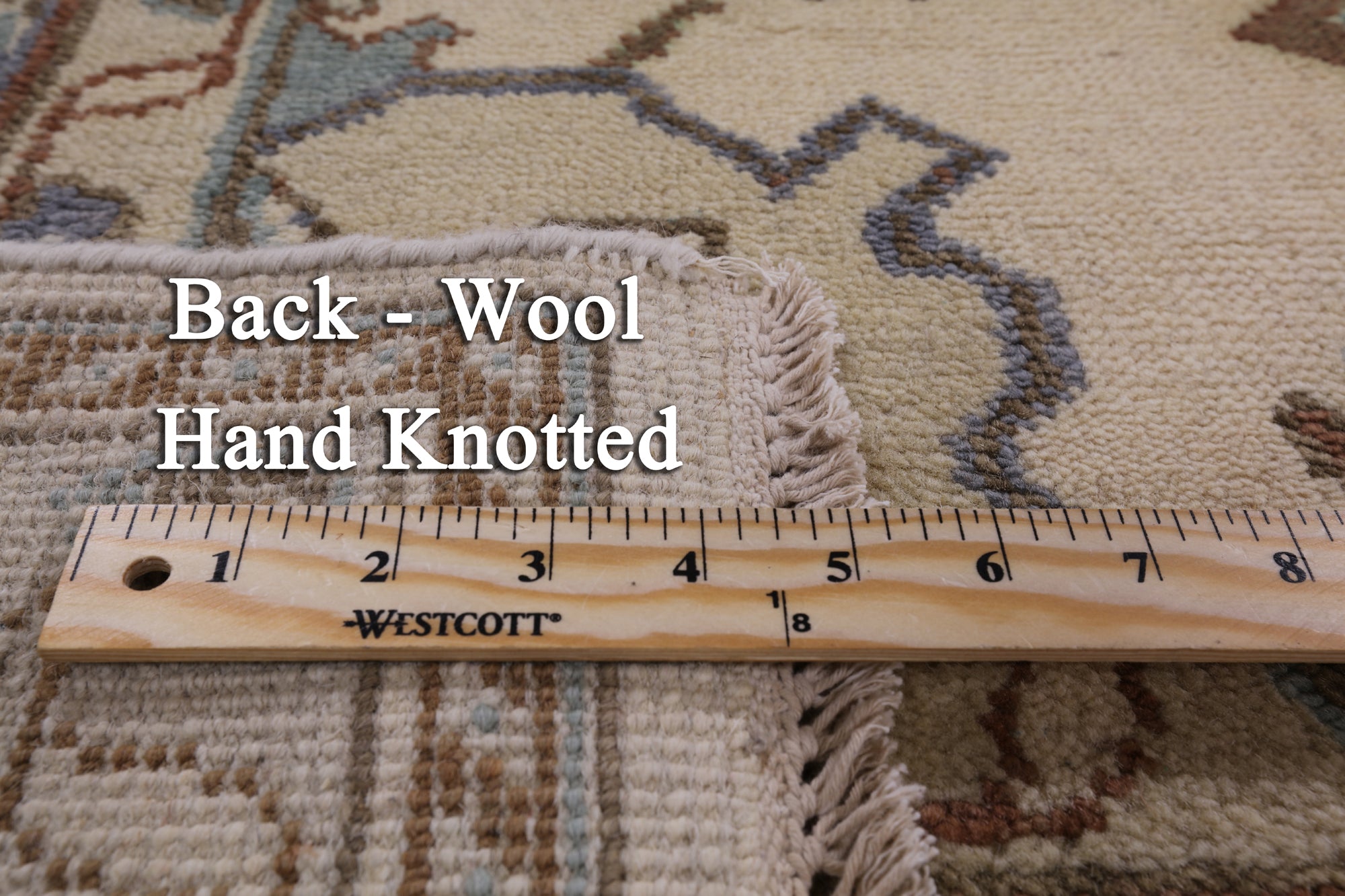 Ivory Turkish Oushak Hand Knotted Wool Area Rug - 8' 0" X 10' 0" - Golden Nile