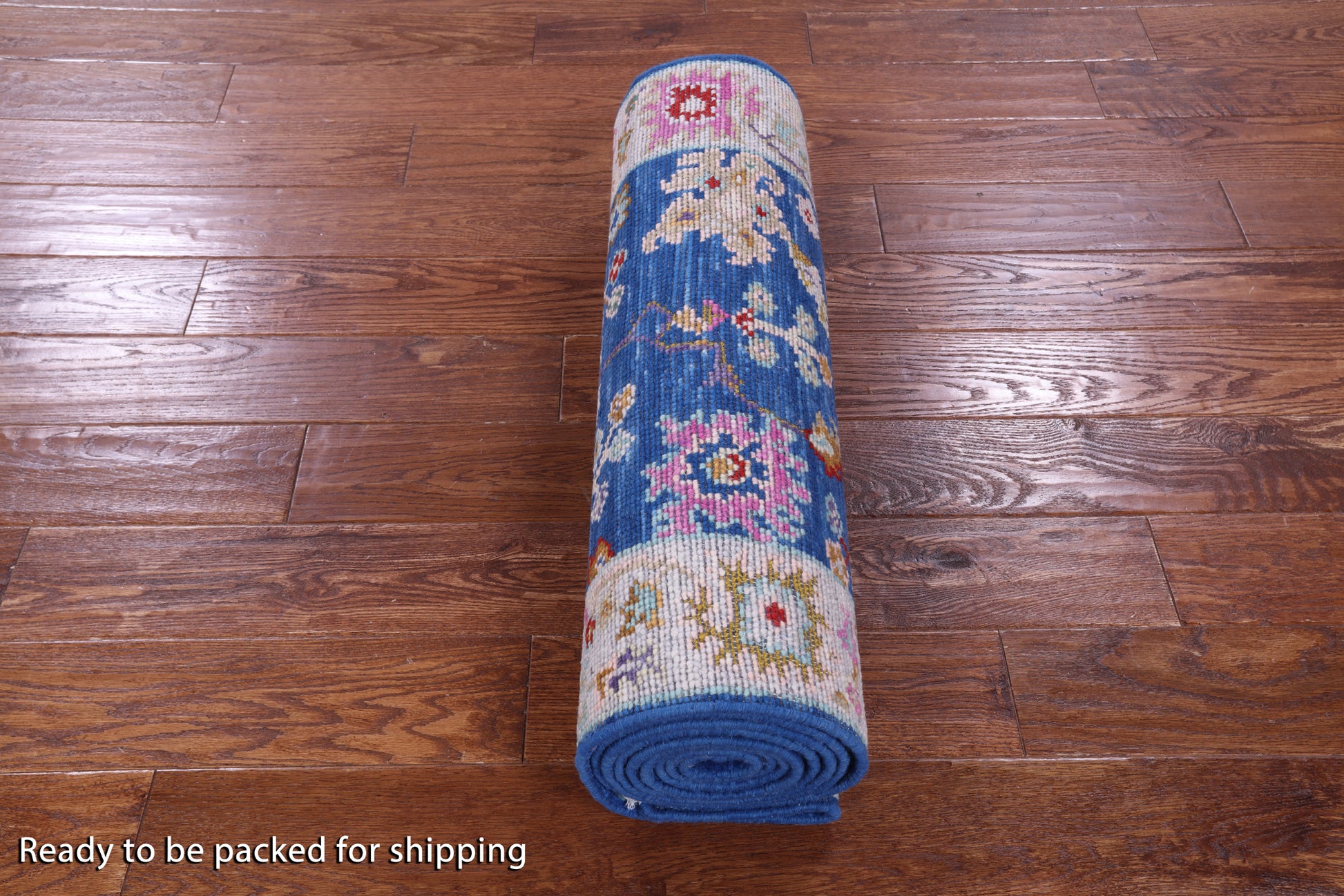 Blue Turkish Oushak Hand Knotted Wool Runner Rug - 2' 8" X 12' 2" - Golden Nile