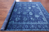 Blue Persian Hand Knotted Wool & Silk Rug - 8' 0" X 10' 0" - Golden Nile