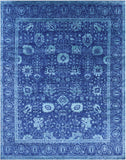 Blue Persian Hand Knotted Wool & Silk Rug - 8' 0" X 10' 0" - Golden Nile