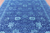 Blue Persian Hand Knotted Wool & Silk Rug - 8' 0" X 10' 0" - Golden Nile