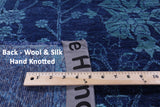 Blue Persian Hand Knotted Wool & Silk Rug - 8' 0" X 10' 0" - Golden Nile