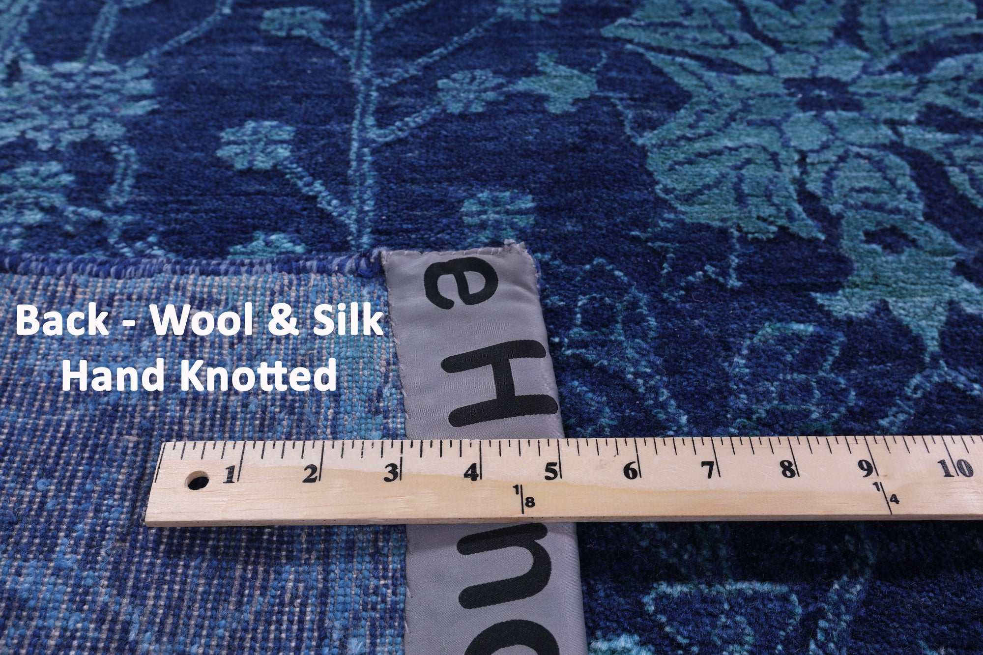 Blue Persian Hand Knotted Wool & Silk Rug - 8' 0" X 10' 0" - Golden Nile