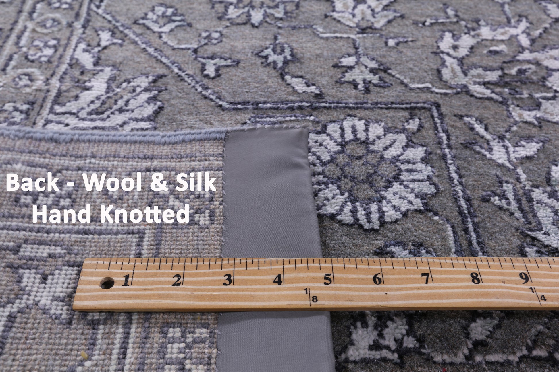 Grey Persian Fine Serapi Hand Knotted Wool & Silk Rug - 8' 0" X 10' 1" - Golden Nile