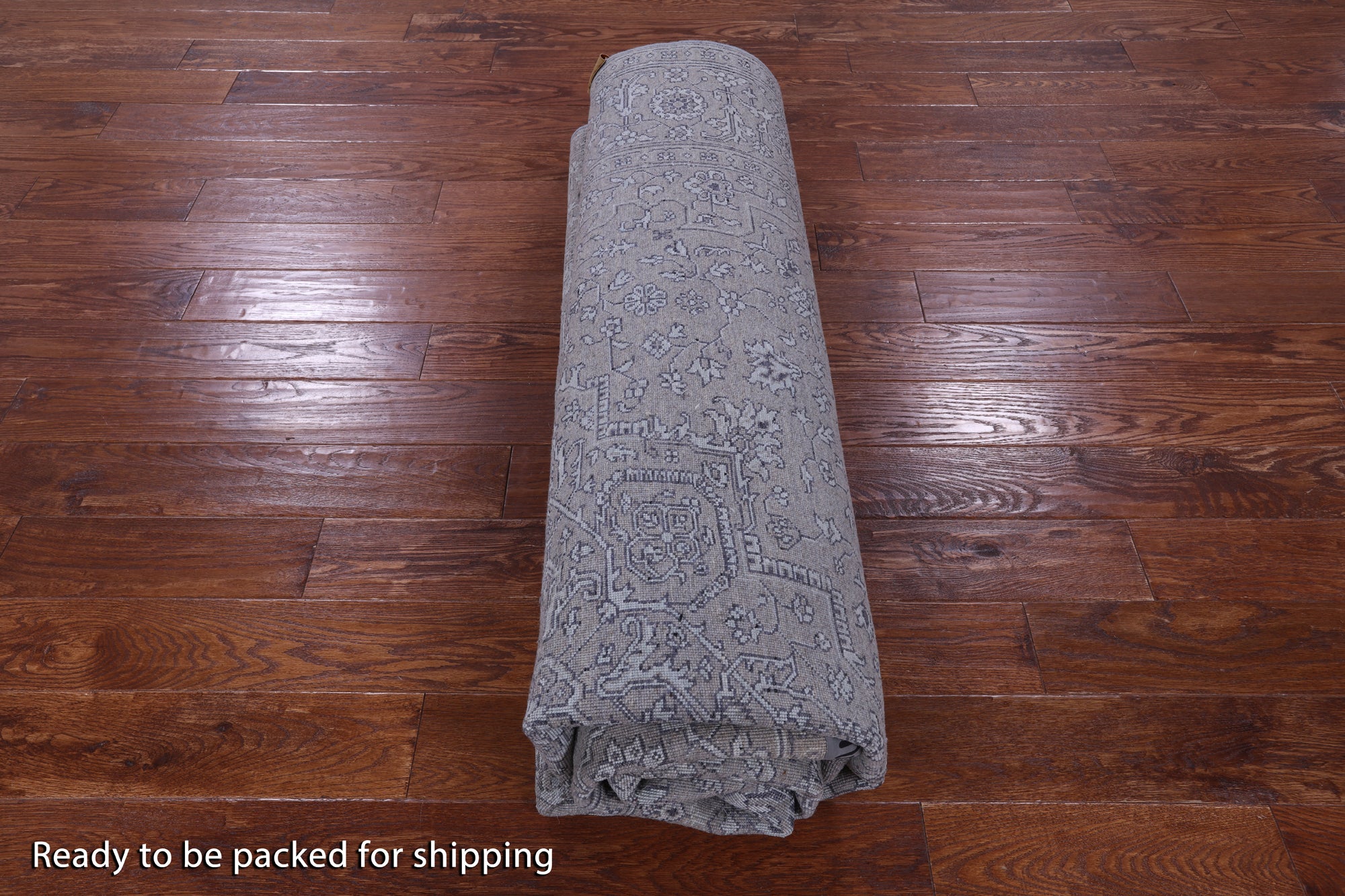 Grey Persian Fine Serapi Hand Knotted Wool & Silk Rug - 8' 0" X 10' 1" - Golden Nile