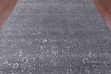 Grey Persian Fine Serapi Hand Knotted Wool & Silk Rug - 8' 0" X 10' 1" - Golden Nile