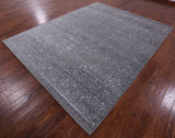 Grey Persian Fine Serapi Hand Knotted Wool & Silk Rug - 8' 0" X 10' 1" - Golden Nile