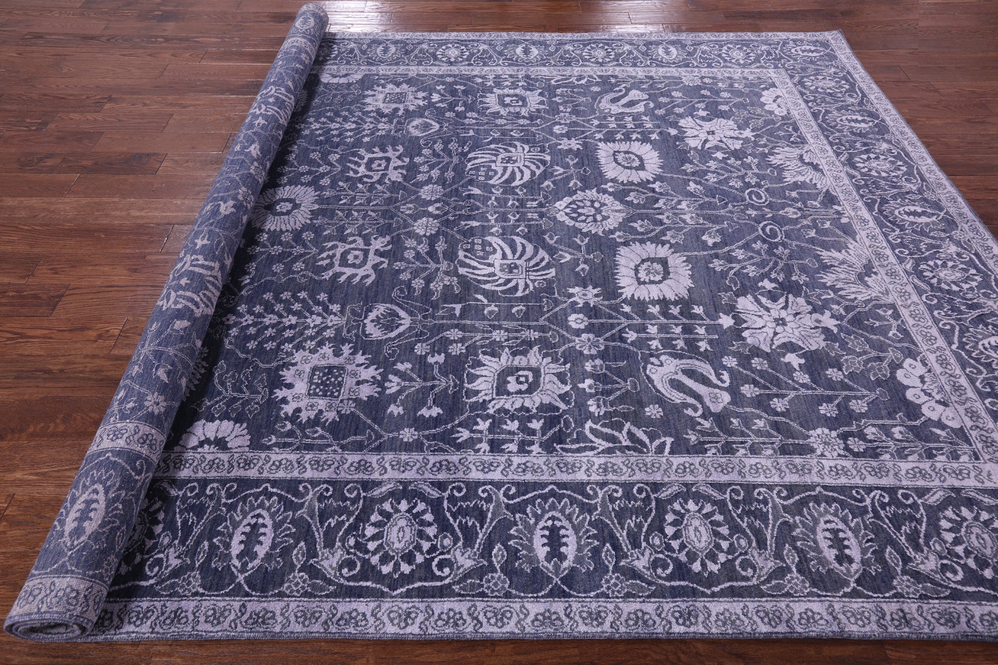Grey Persian Hand Knotted Wool & Silk Rug - 8' 2" X 10' 2" - Golden Nile