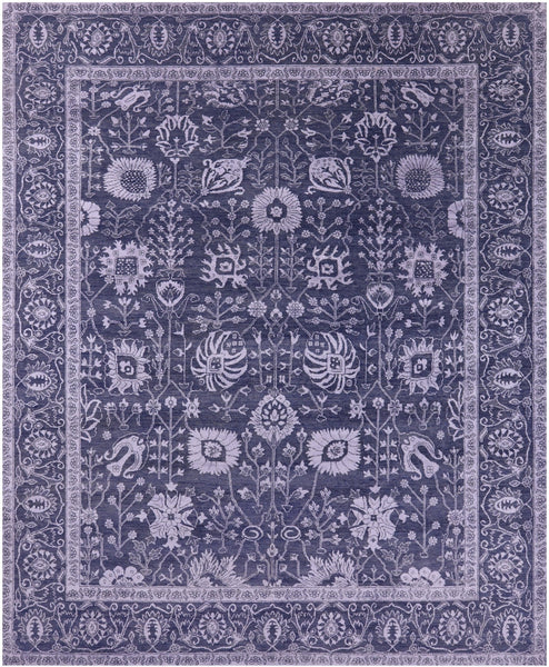 Grey Persian Hand Knotted Wool & Silk Rug - 8' 2" X 10' 2" - Golden Nile