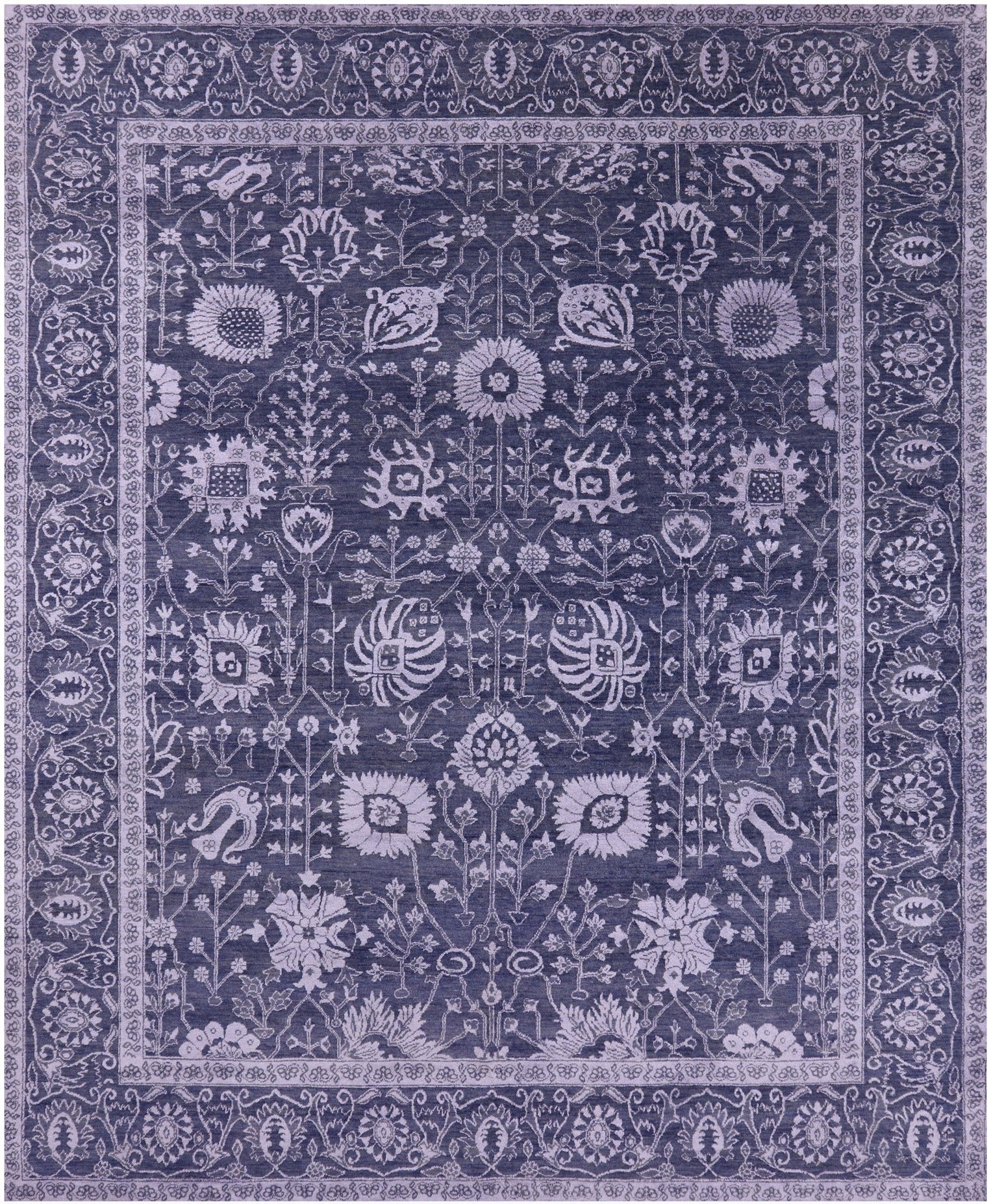Grey Persian Hand Knotted Wool & Silk Rug - 8' 2" X 10' 2" - Golden Nile