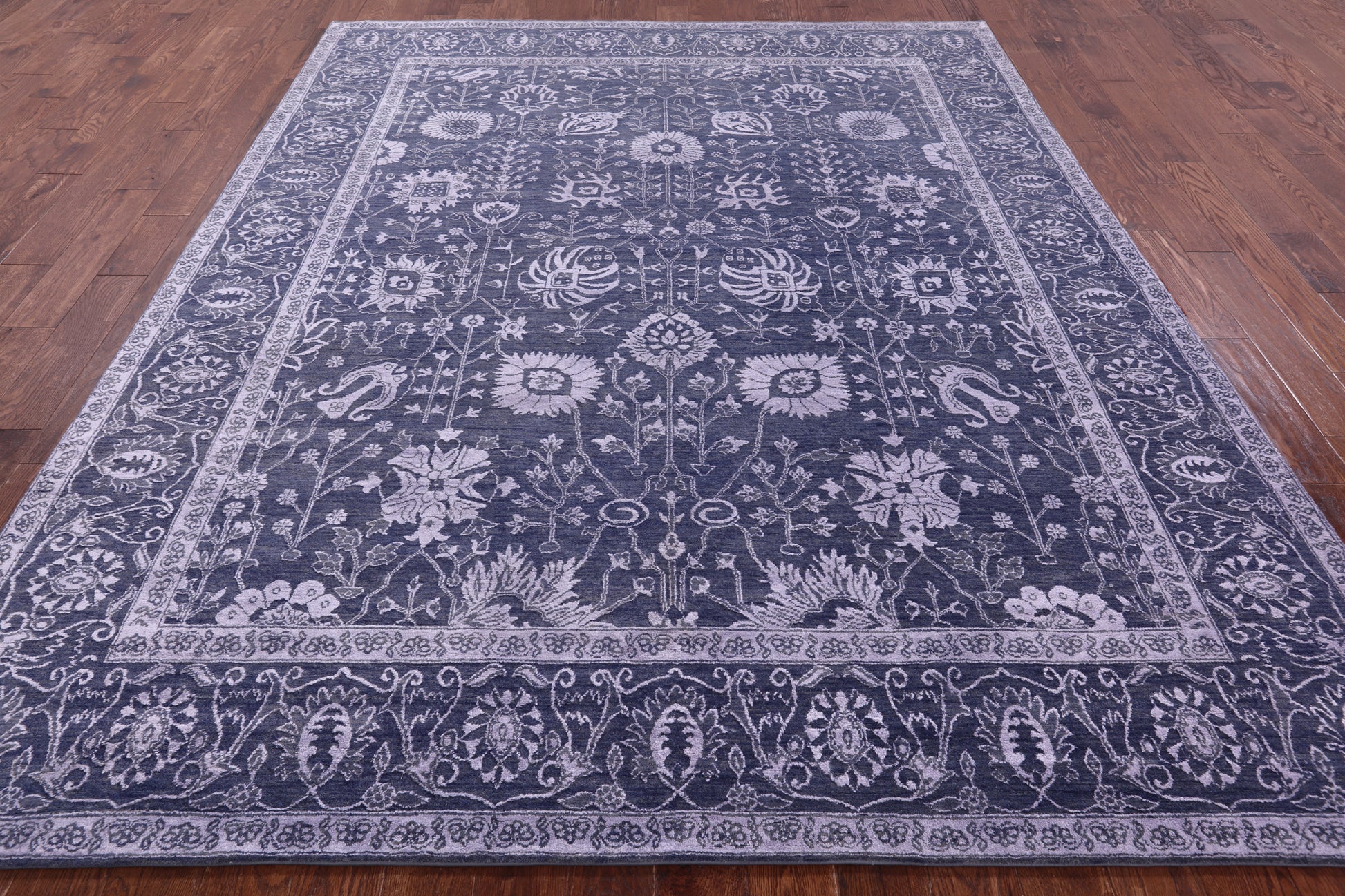 Grey Persian Hand Knotted Wool & Silk Rug - 8' 2" X 10' 2" - Golden Nile