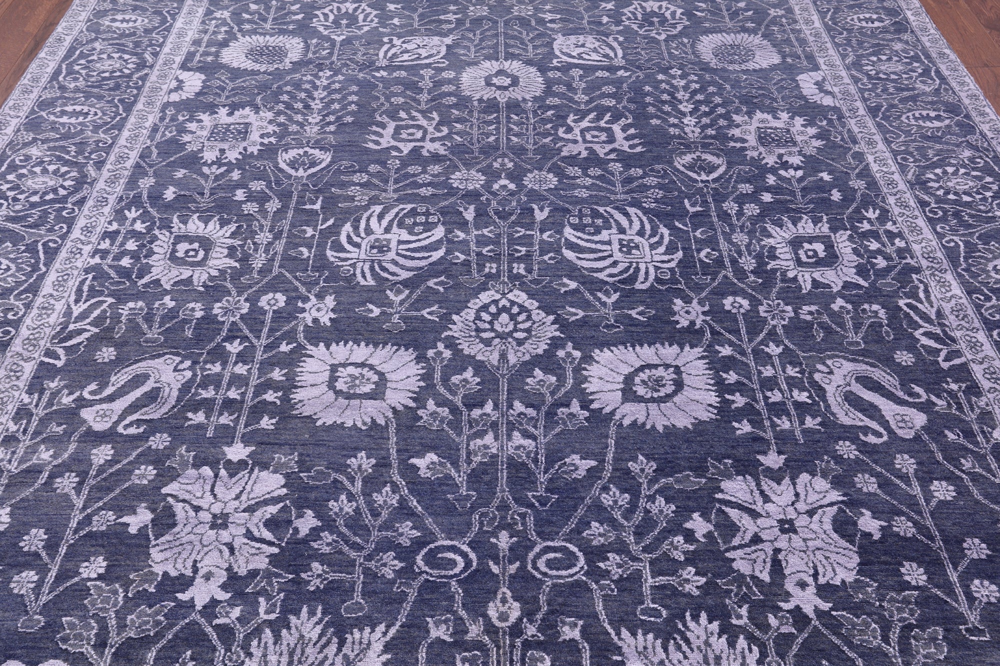 Grey Persian Hand Knotted Wool & Silk Rug - 8' 2" X 10' 2" - Golden Nile
