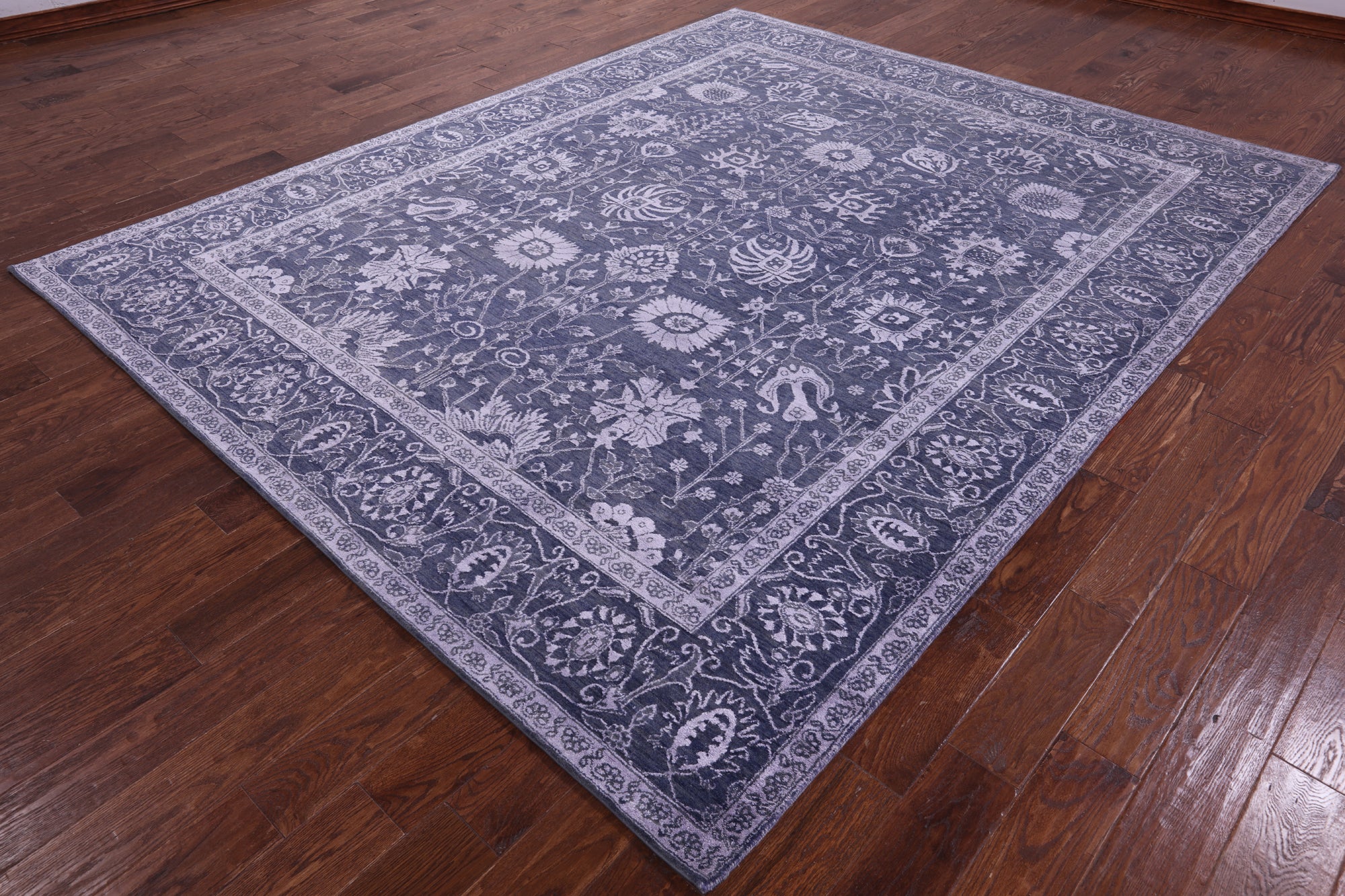 Grey Persian Hand Knotted Wool & Silk Rug - 8' 2" X 10' 2" - Golden Nile
