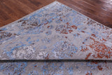 Grey Persian Hand Knotted Wool & Silk Rug - 8' 1" X 9' 11" - Golden Nile