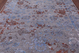 Grey Persian Hand Knotted Wool & Silk Rug - 8' 1" X 9' 11" - Golden Nile