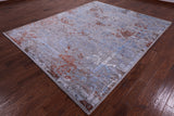 Grey Persian Hand Knotted Wool & Silk Rug - 8' 1" X 9' 11" - Golden Nile