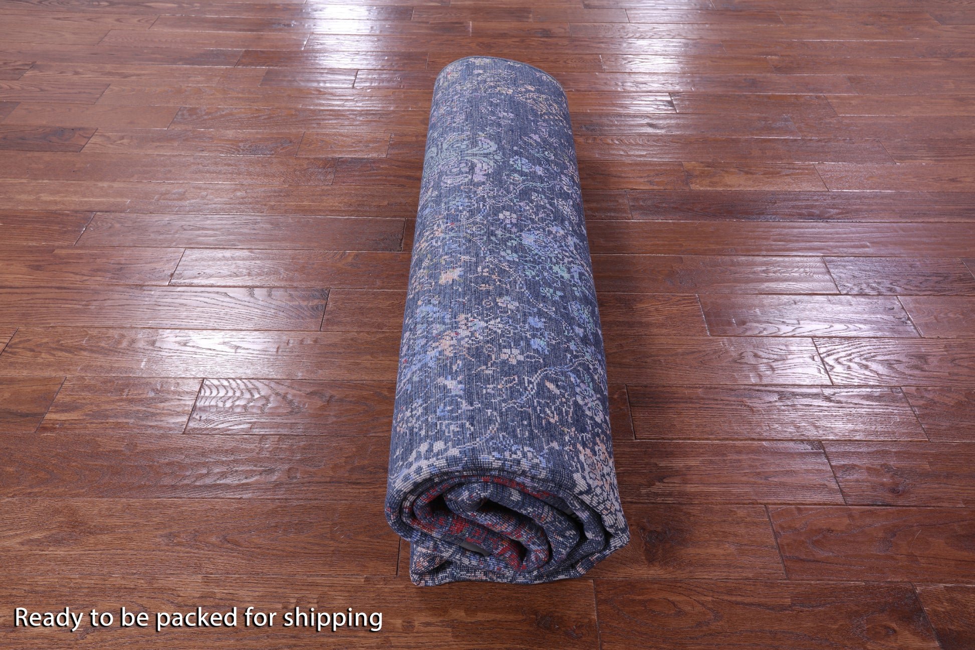 Blue Persian Hand Knotted Wool & Silk Rug - 8' 1" X 10' 0" - Golden Nile