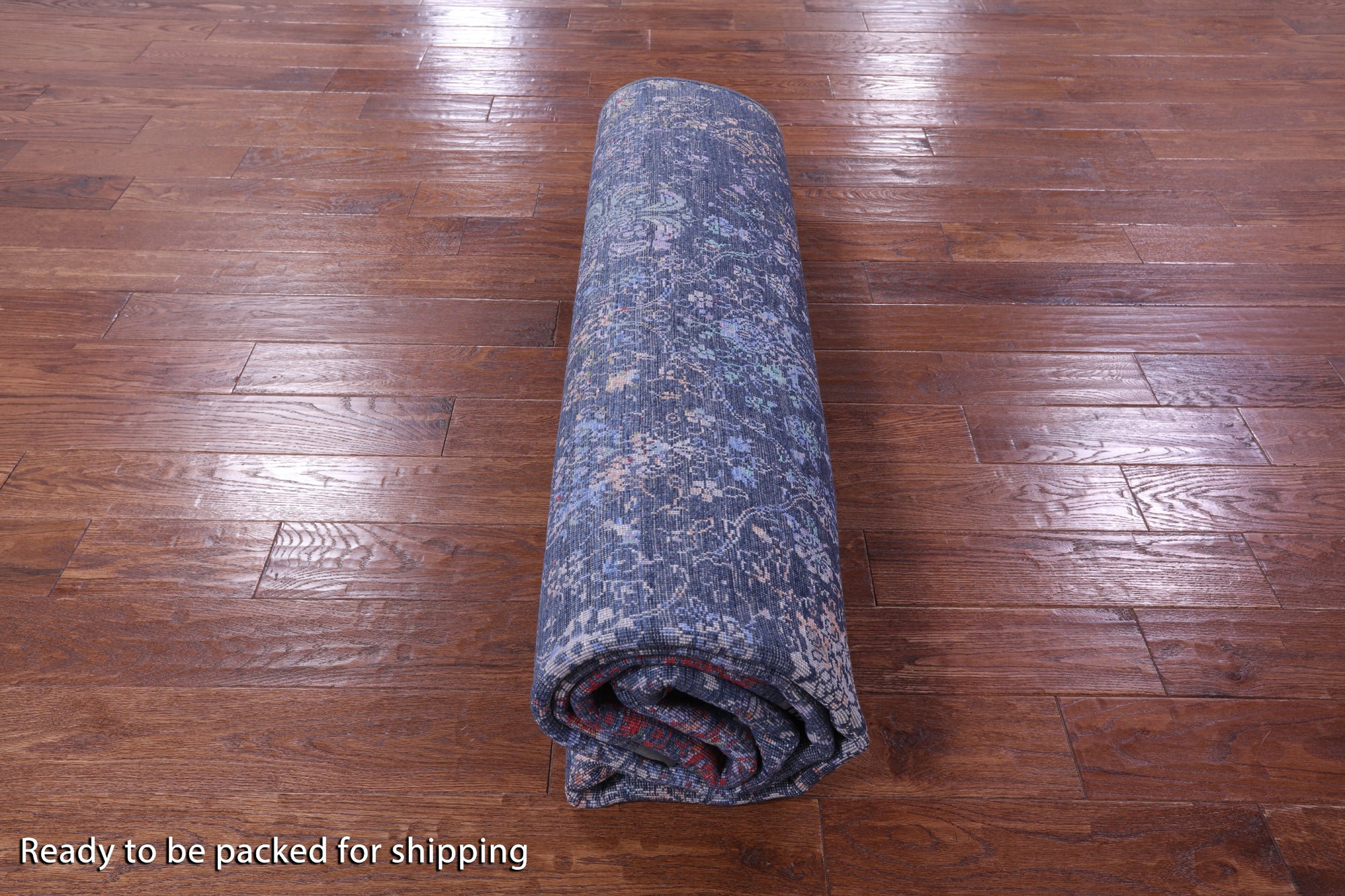 Blue Persian Hand Knotted Wool & Silk Rug - 8' 1" X 10' 0" - Golden Nile