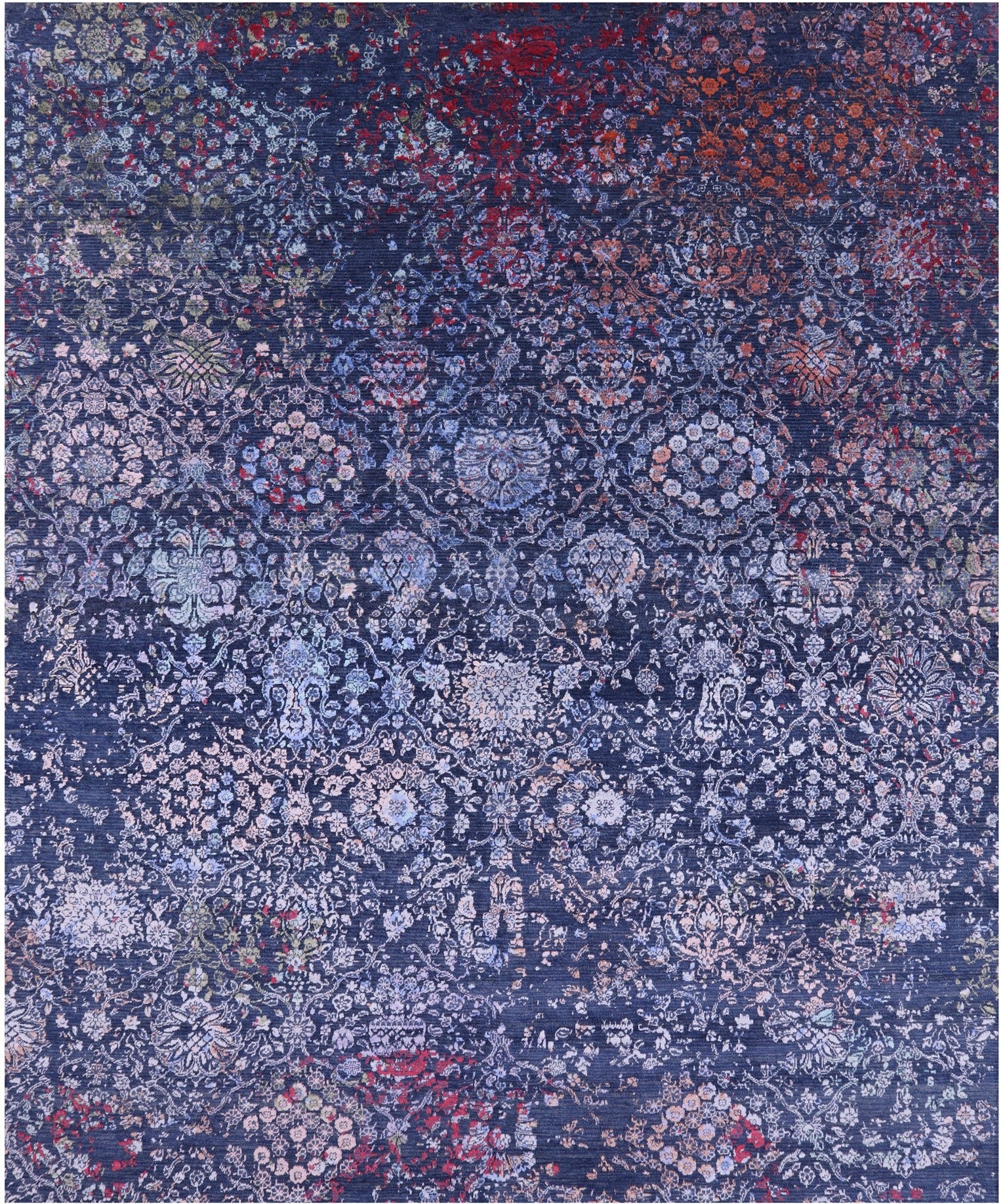 Blue Persian Hand Knotted Wool & Silk Rug - 8' 1" X 10' 0" - Golden Nile